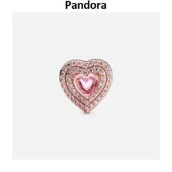 Pandora Rose Gold and Pink Heart Bracelet Charm - Picture 3 of 5